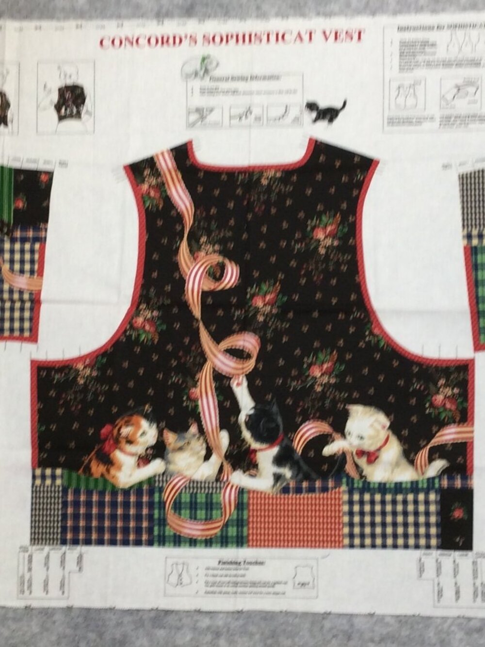 Sophisticats Vest Concord Fabrics Cut & Sew Panel Cat Design Woman's Vest S-XL